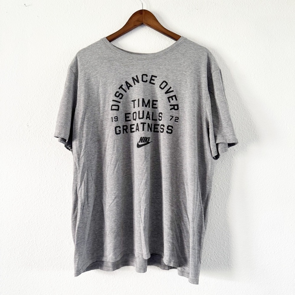 Nike Athletic Cut Retro Tee Short Sleeve Gray Men's XXL Distance Swoosh Tee
